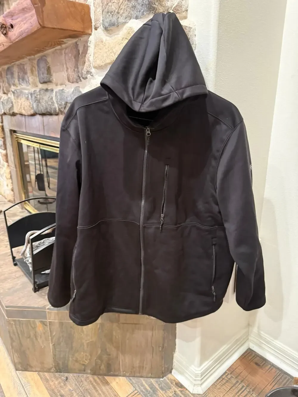 Swiss Tech Mens 3XL Black Hooded Full Zip Fleece Jacket